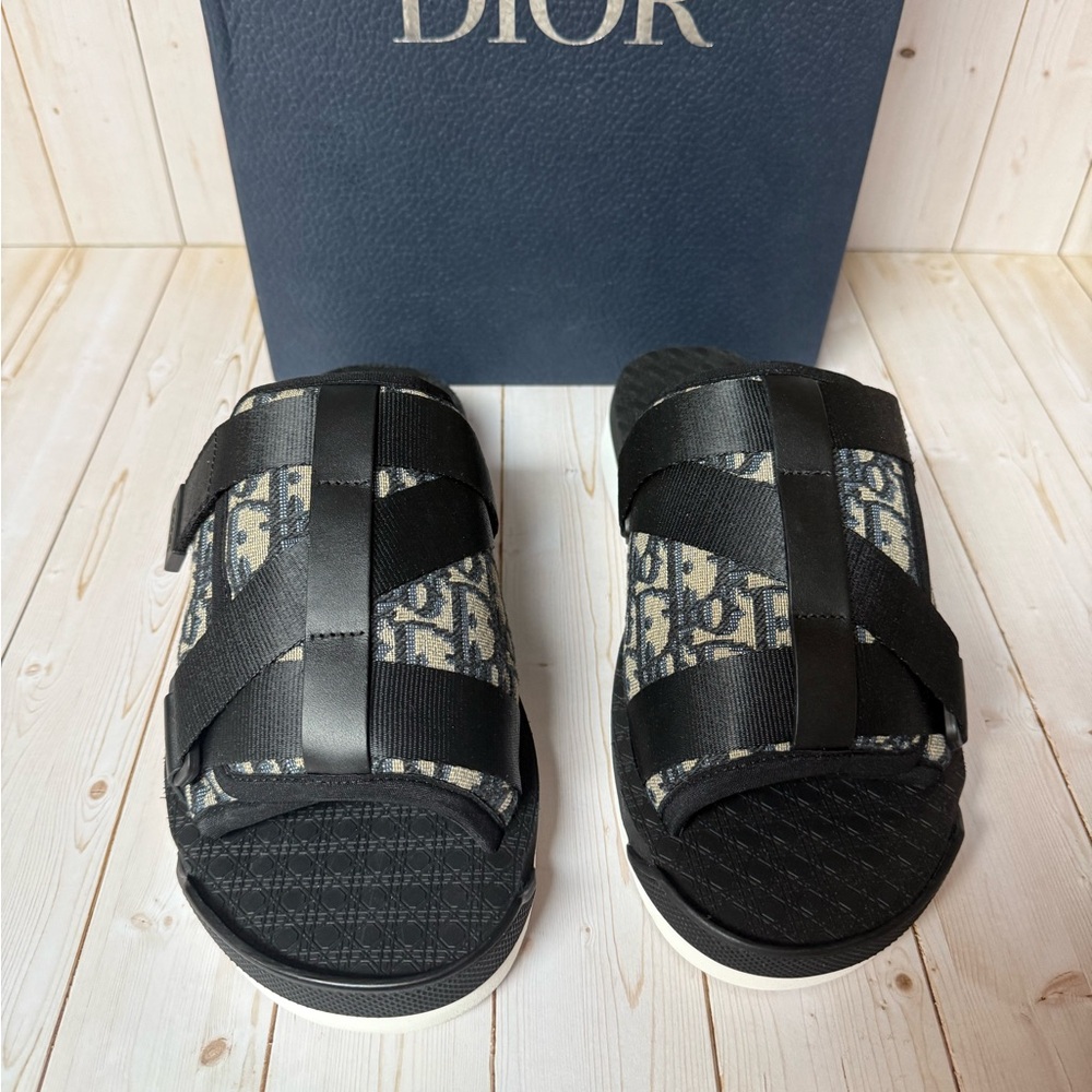 Christian Dior Oblique Jacquard Alpha Sandals Grey/Black Sz 40 / 7 - Picture 6 of 12